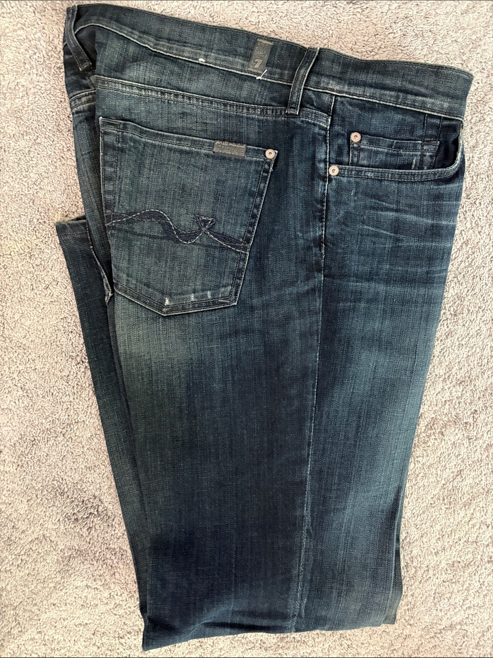 7 For All Mankind Dark Blue Denim Jeans Boot Cut 38